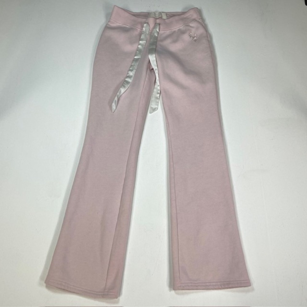Hollister CROCS‎ Pink Bootcut Sweatpants Floral Embroidery Ribbon Drawstring XS